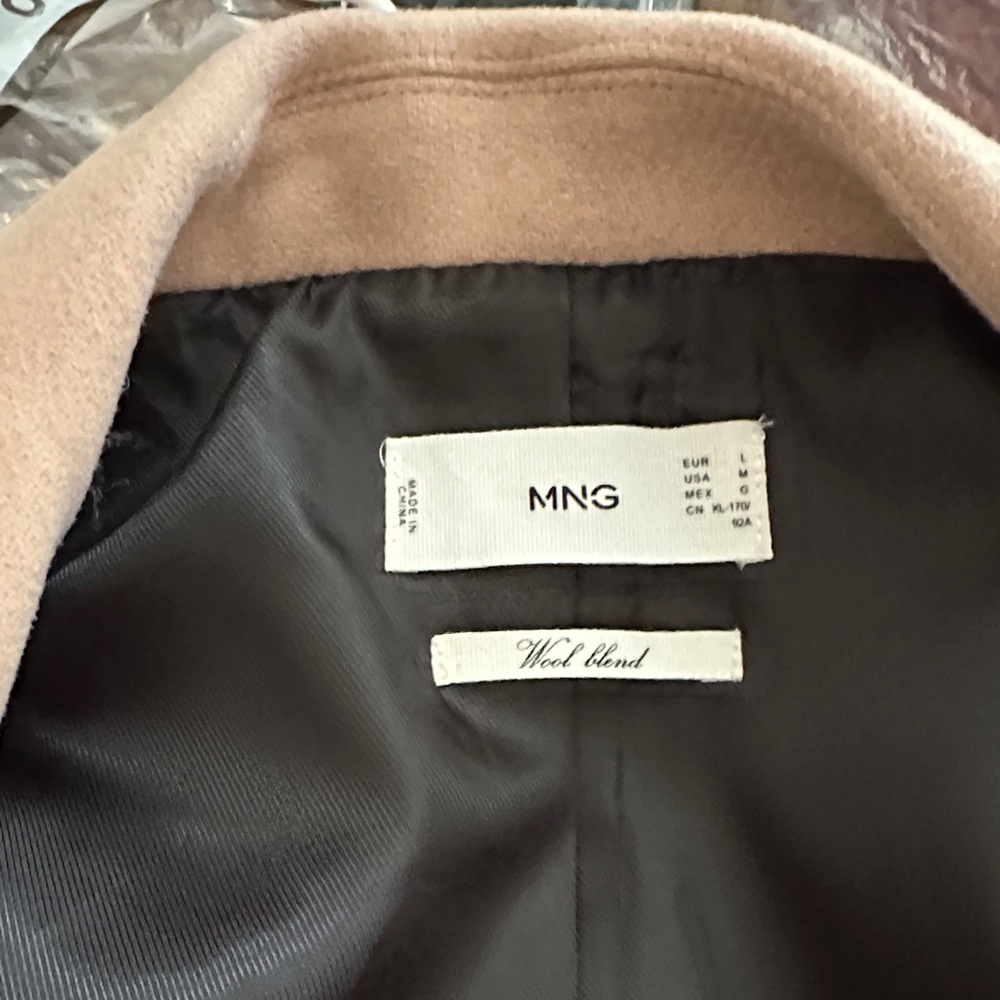 Mango Womens Double-Breasted Wool Blend Coat in Dusty Blush Like NEW Size M - Picture 5 of 6